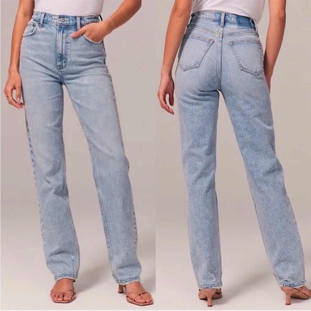 Abercrombie & Fitch • high rise dad jean light wash sz 26 / 2 extra short